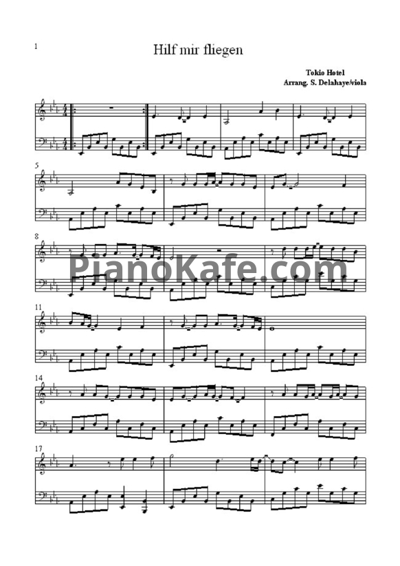 Ноты Tokio Hotel - Hilf mir fliegen - PianoKafe.com