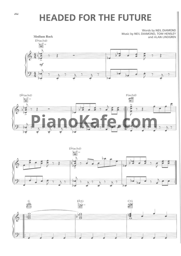 Ноты Neil Diamond - Headed for the future - PianoKafe.com