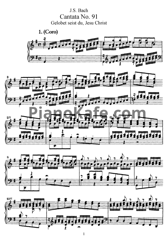 Ноты И. Бах - Кантата №91 "Gelobet seist du, jesu christ" (BWV 91) - PianoKafe.com