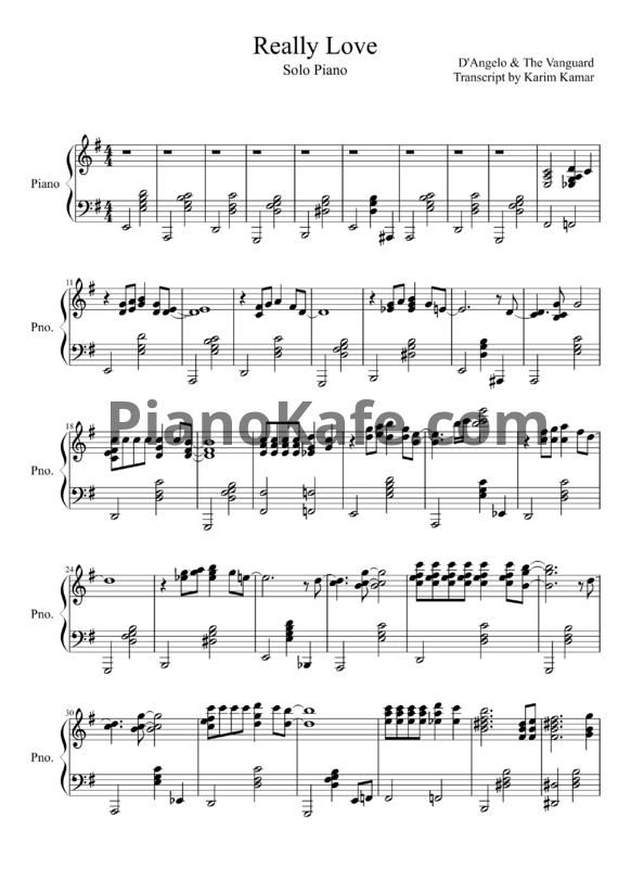 Ноты D'Angelo and The Vanguard - Really love - PianoKafe.com