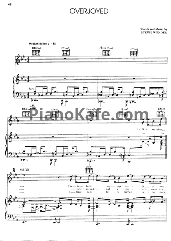 Ноты Stevie Wonder - Overjoyed - PianoKafe.com