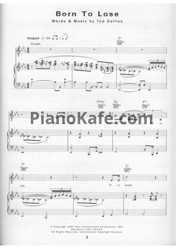 Ноты Ray Charles - Born to lose - PianoKafe.com