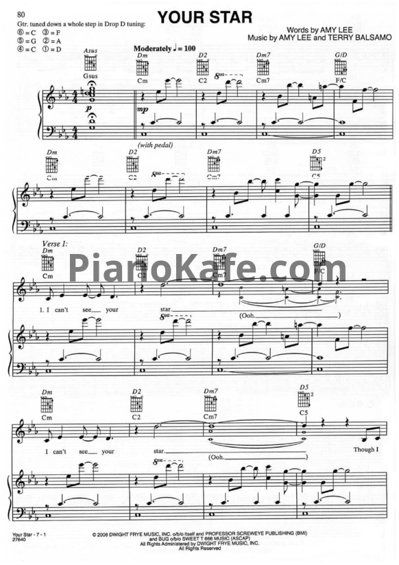 Ноты Evanescence - Your star - PianoKafe.com