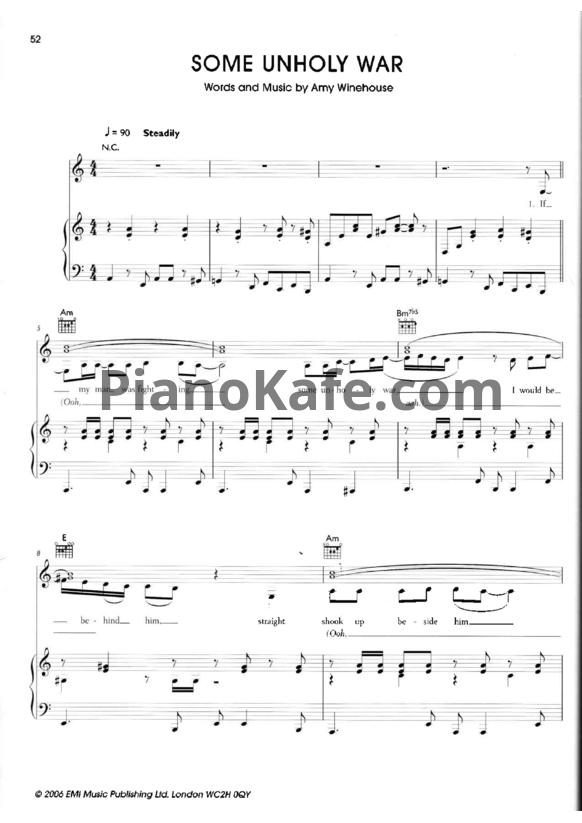 Ноты Amy Winehouse - Some unholy war - PianoKafe.com