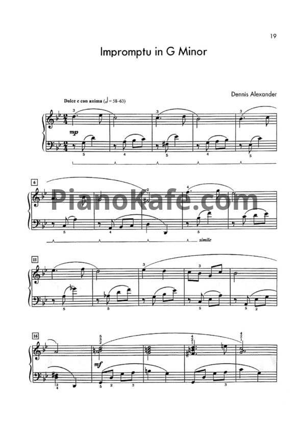 Ноты Dennis Alexander - Impromptu in G minor - PianoKafe.com