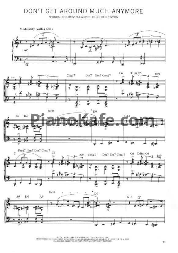Ноты Duke Ellington - Don't Get Around Much Any More - PianoKafe.com