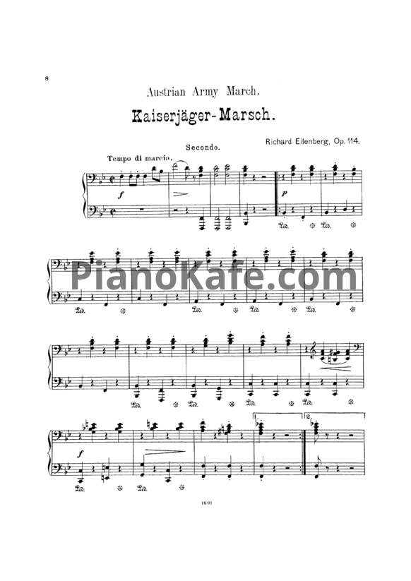 Ноты Р. Эйленберг - Kaiserjäger-Marsch (Op. 114) для фортепиано в 4 руки - PianoKafe.com