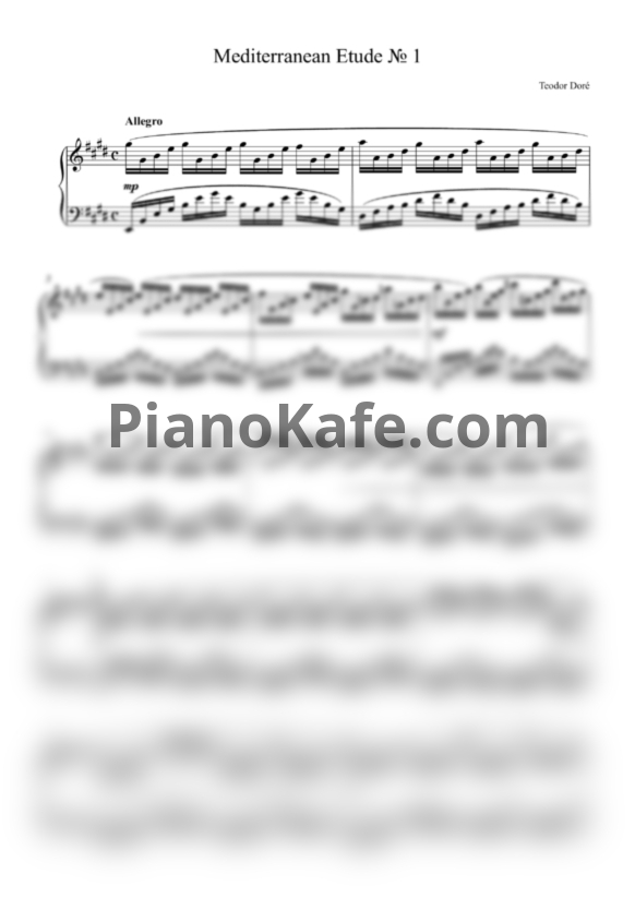 Ноты Teodor Doré - Mediterranean Etude № 1 - PianoKafe.com