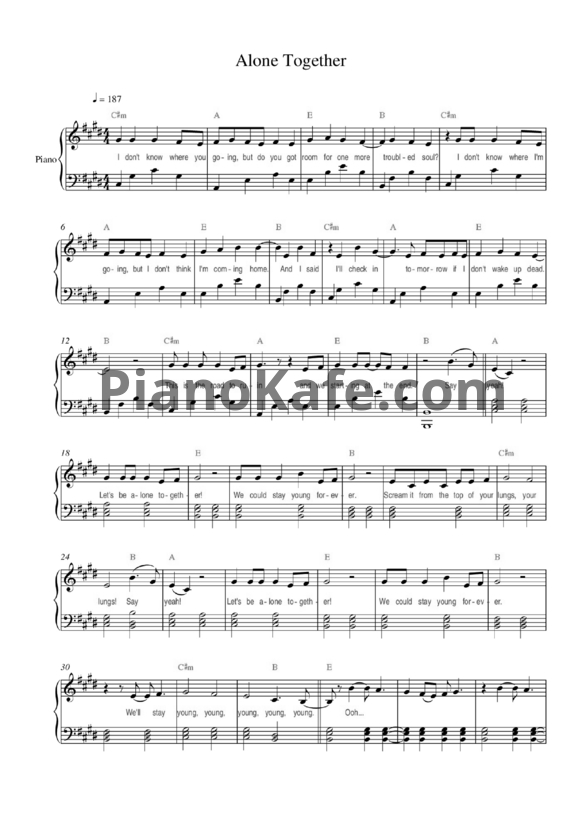 Ноты Fall Out Boy - Alone together - PianoKafe.com