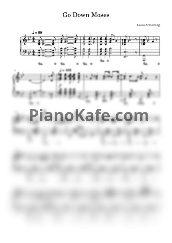 Ноты Louis Armstrong - Go Down Moses (Piano) - PianoKafe.com