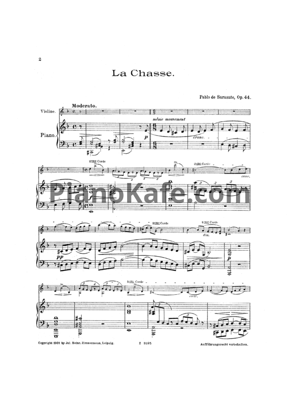 Ноты Пабло де Сарасате - Охота (Соч. 44) - PianoKafe.com