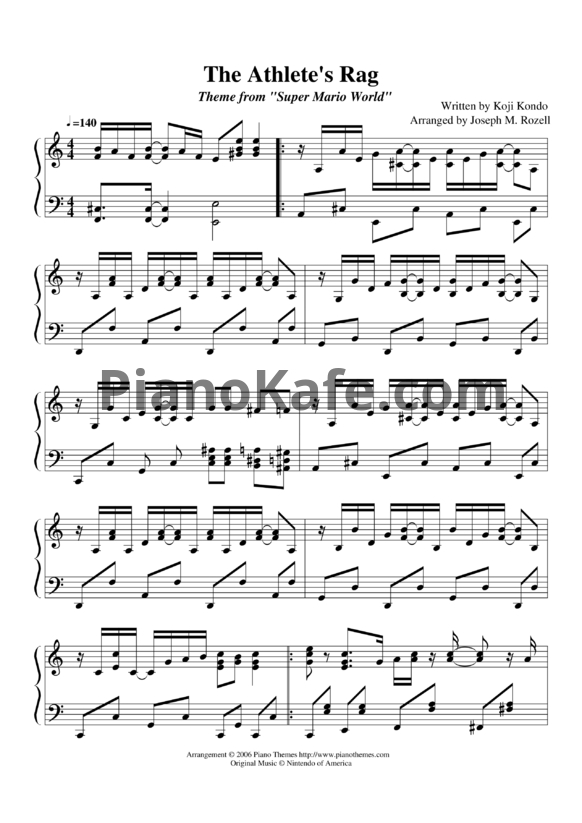 Ноты Koji Kondo - The athlete's rag (Athletic teme) - PianoKafe.com