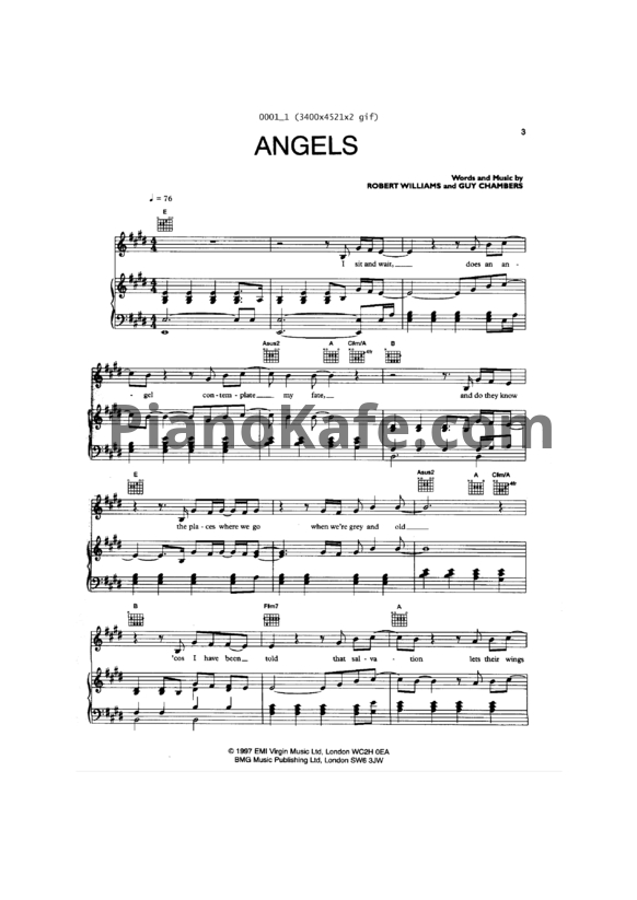 Ноты Robbie Williams - Angels - PianoKafe.com