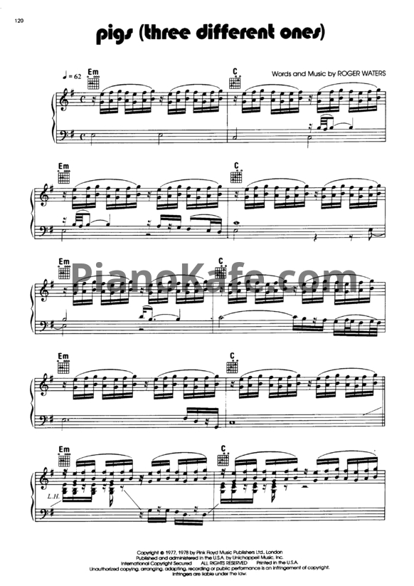 Ноты Pink Floyd - Pigs (Three different ones) - PianoKafe.com