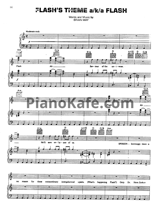 Ноты Queen - Flash's Theme (a.k.a. Flash) - PianoKafe.com
