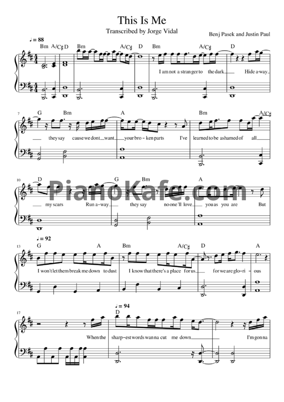 Ноты Keala Settle - This is me - PianoKafe.com
