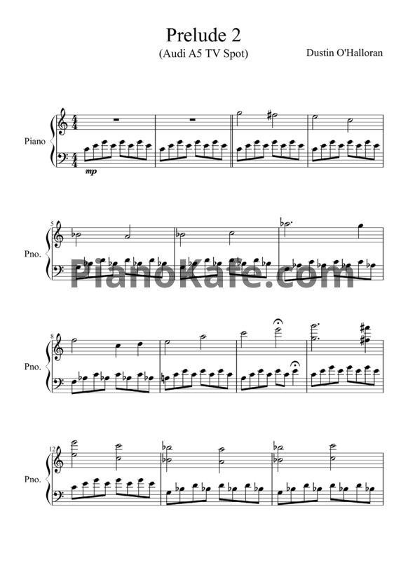 Ноты Dustin O'Halloran - Prelude 2 - PianoKafe.com