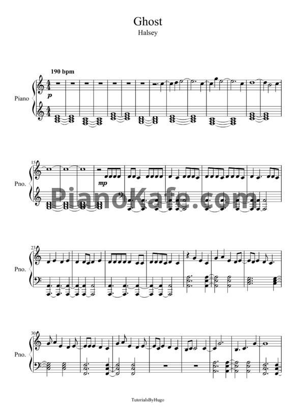 Ноты Halsey - Ghost - PianoKafe.com