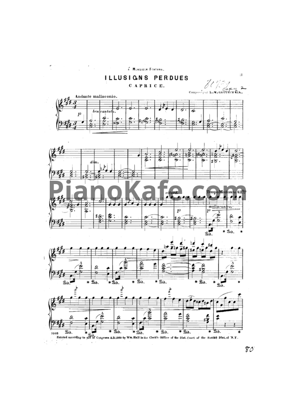 Ноты Луи Моро Готшалк - Illusions perdues - PianoKafe.com