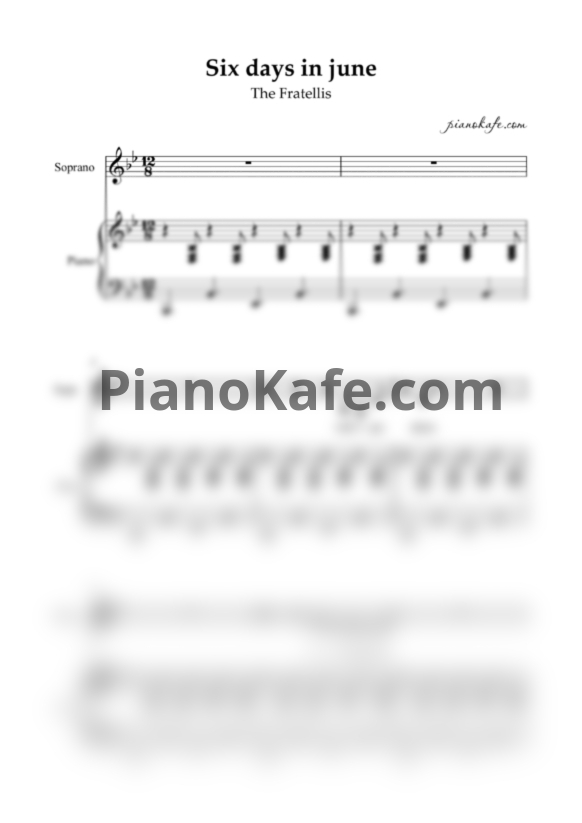 Ноты The Fratellis - Six days in june (Acoustic live) - PianoKafe.com