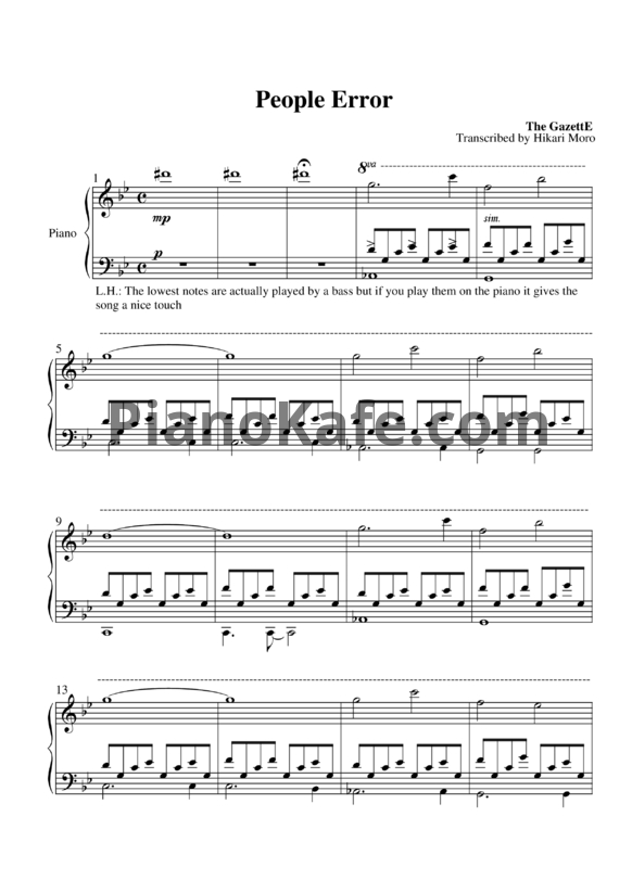 Ноты the GazettE - People error - PianoKafe.com