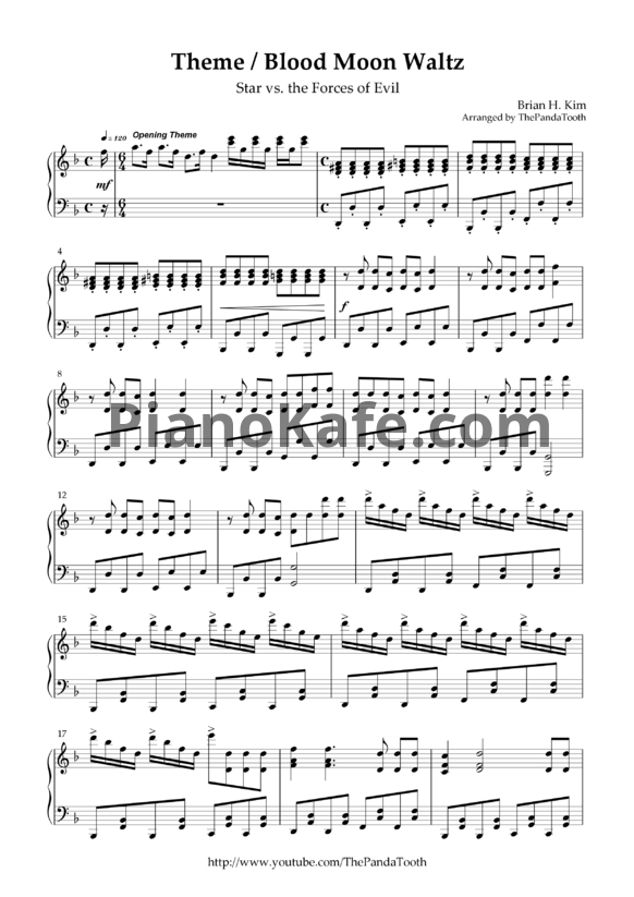 Ноты Brian H. Kim - Theme / Blood moon waltz - PianoKafe.com