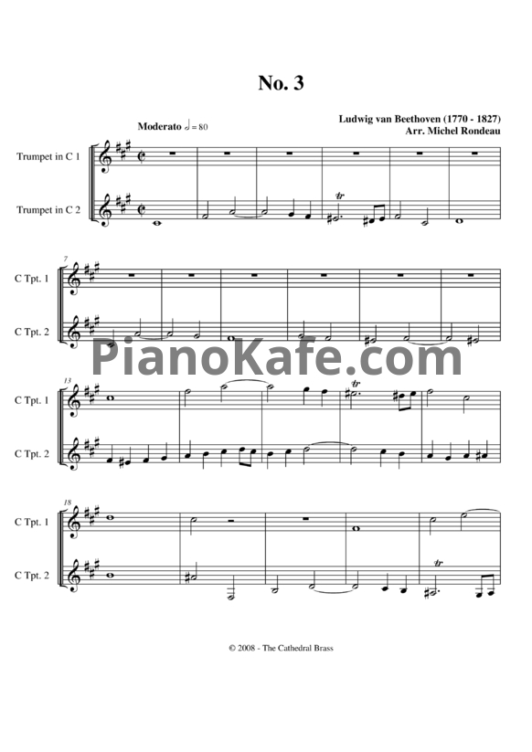 Ноты Л. В. Бетховен - Fifteen Fugues for Brass No. 3 - PianoKafe.com