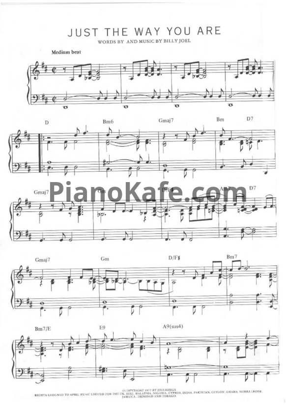 Ноты Billy Joel - Just the way you are - PianoKafe.com