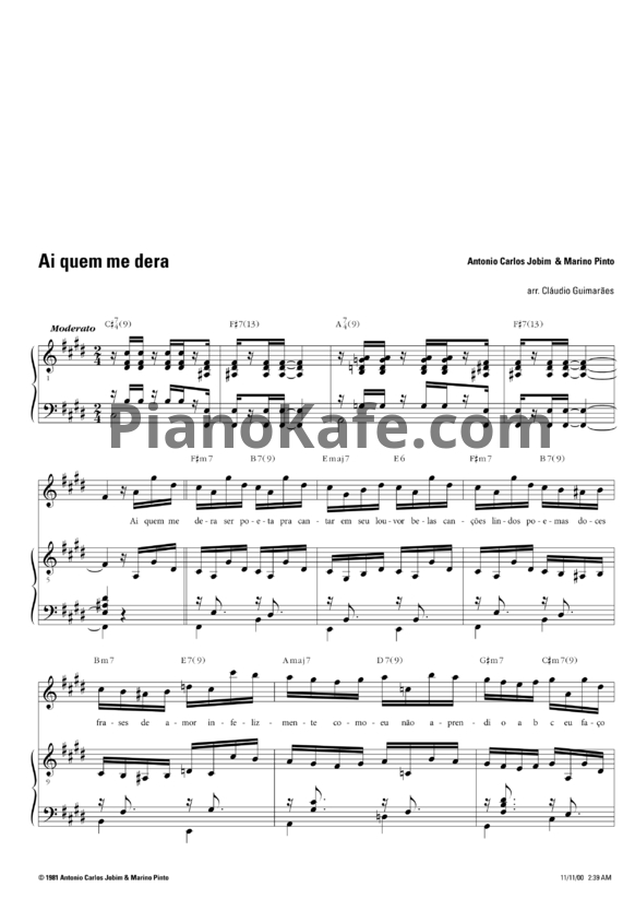 Ноты Antonio Carlos Jobim & Marino Pinto - Ai quem me dera - PianoKafe.com