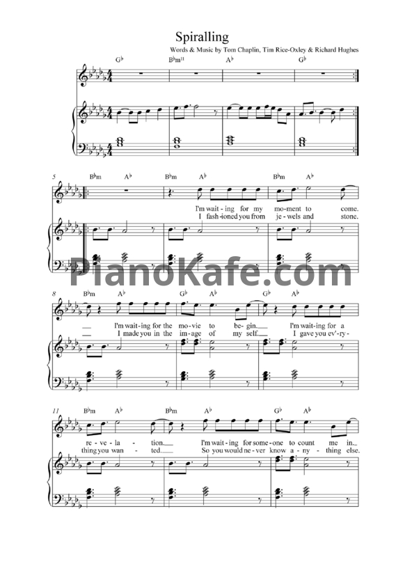 Ноты Keane - Spiralling - PianoKafe.com