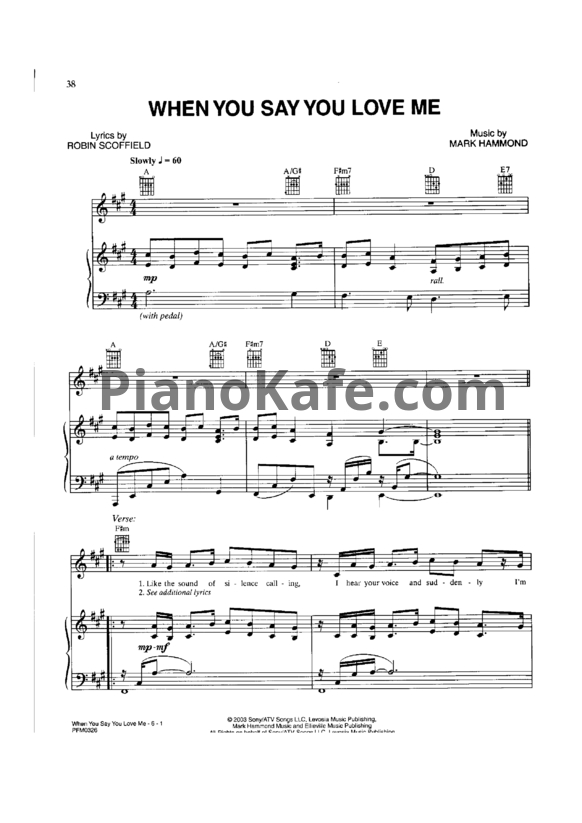 Ноты Josh Groban - When you say you love me - PianoKafe.com