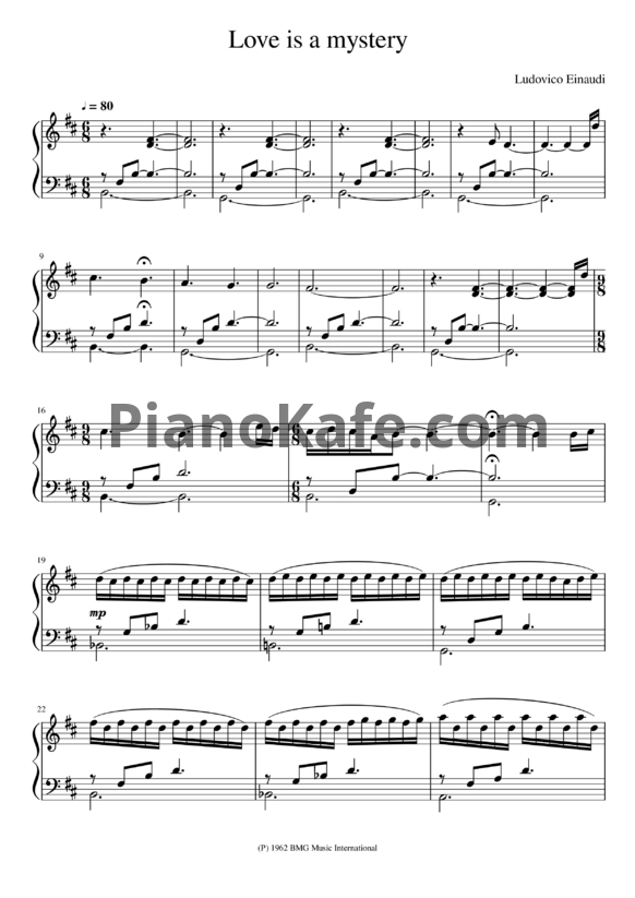 Ноты Ludovico Einaudi - Love is a mystery - PianoKafe.com