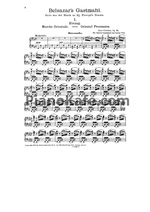 Ноты Ян Сибелиус - Пир Валтасара (Op. 51). Переложение  R. Bridson - PianoKafe.com