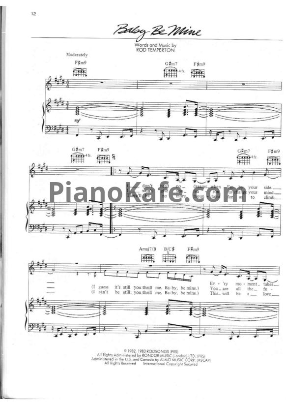 Ноты Michael Jackson - Baby be mine - PianoKafe.com