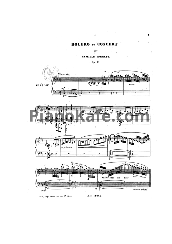 Ноты Камиль Стамати - Boléro de concert (Op. 18) - PianoKafe.com