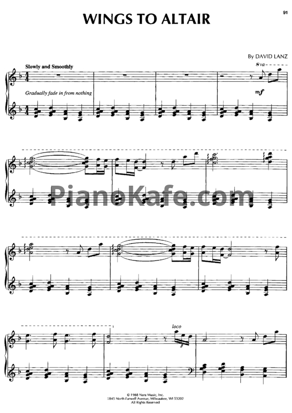 Ноты David Lanz - Wings to altair - PianoKafe.com