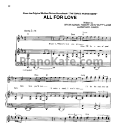 Ноты Bryan Adams, Rod Stewart, Sting - All for Love - предпросмотр