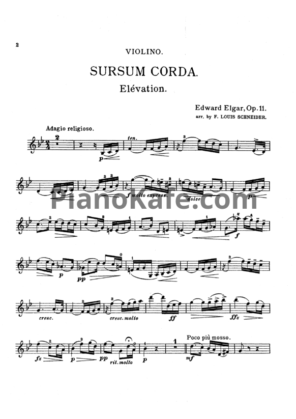 Ноты Эдуард Элгар - Sursum corda (Op. 11) - PianoKafe.com