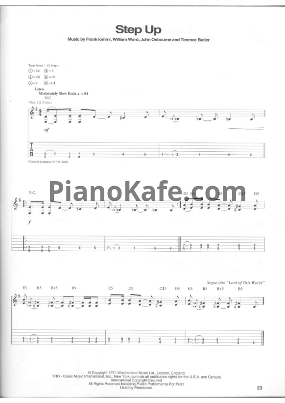 Ноты Black Sabbath - Step up (Guitar tabs) - PianoKafe.com