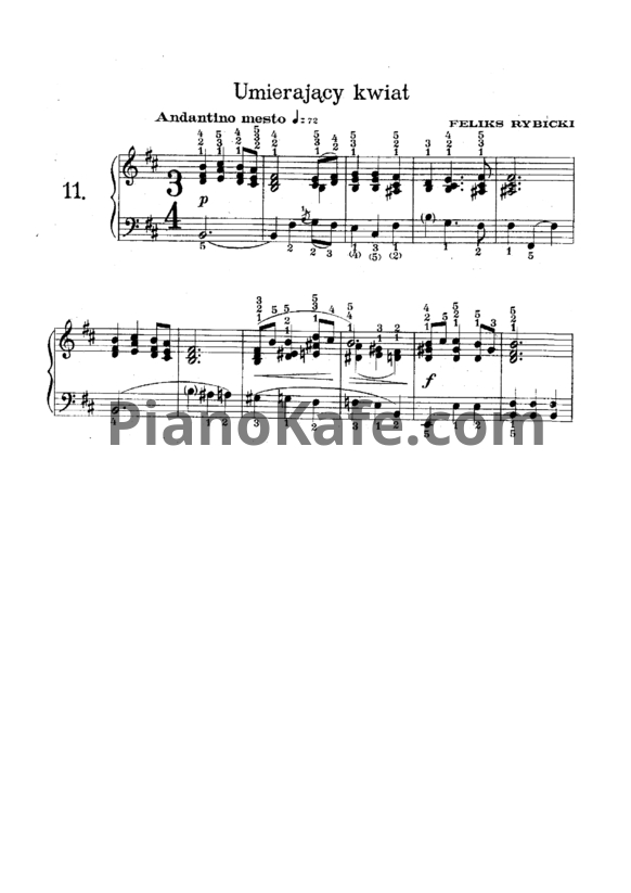 Ноты Ф. Рыбицкий - Umierajapy kwiat (Умирающий цветок) - PianoKafe.com