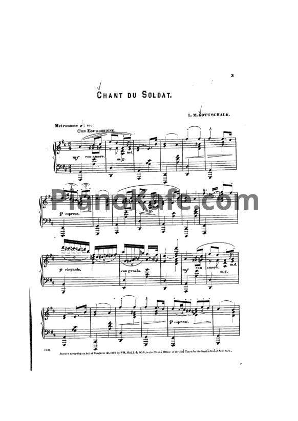 Ноты Луи Моро Готшалк - Chant du soldat (Op. 23) - PianoKafe.com