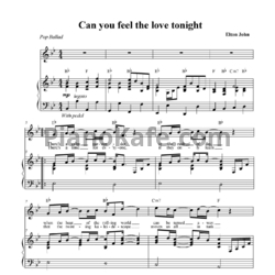 Ноты Elton John - Can you feel the love tonight (Версия 2) - предпросмотр