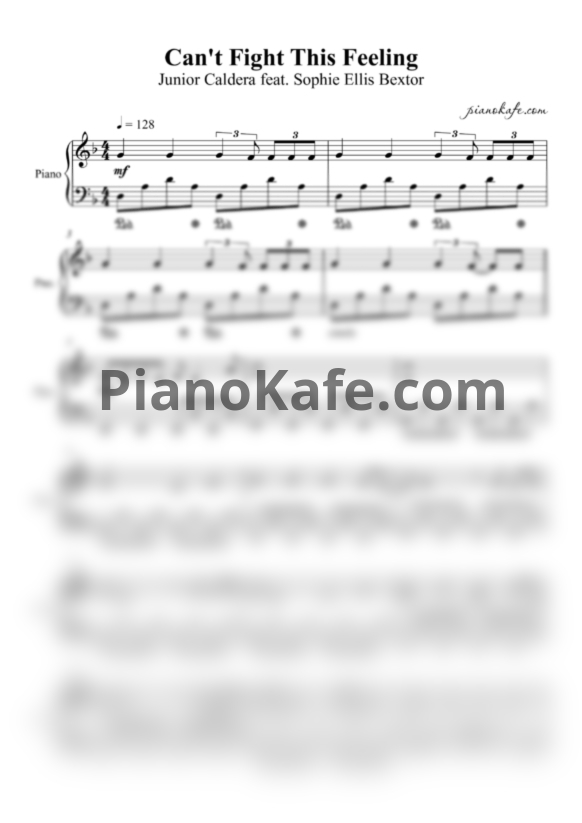 Ноты Junior Caldera feat. Sophie Ellis Bextor - Can't fight this feeling - PianoKafe.com
