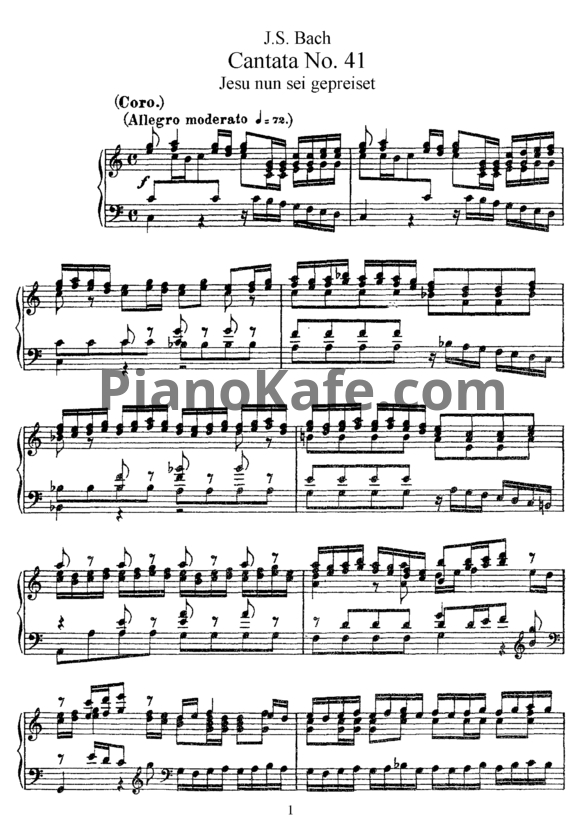Ноты И. Бах - Кантата №41 "Jesu nun sei gepreiset" (BWV 41) - PianoKafe.com