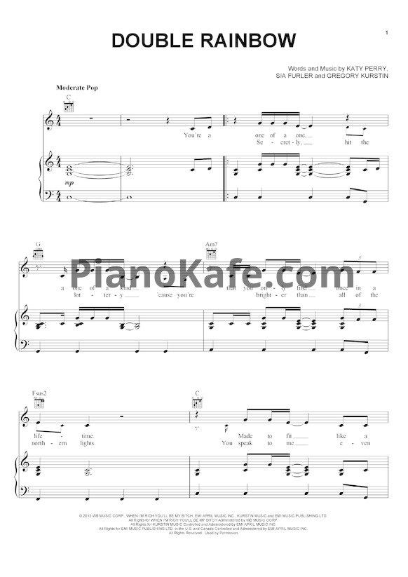 Ноты Katy Perry - Double rainbow - PianoKafe.com