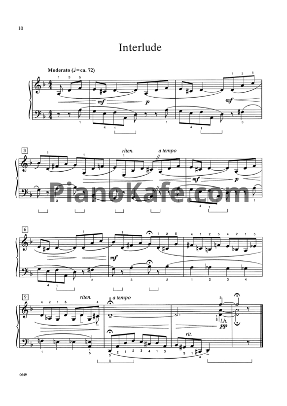Ноты William Gillock - Interlude - PianoKafe.com