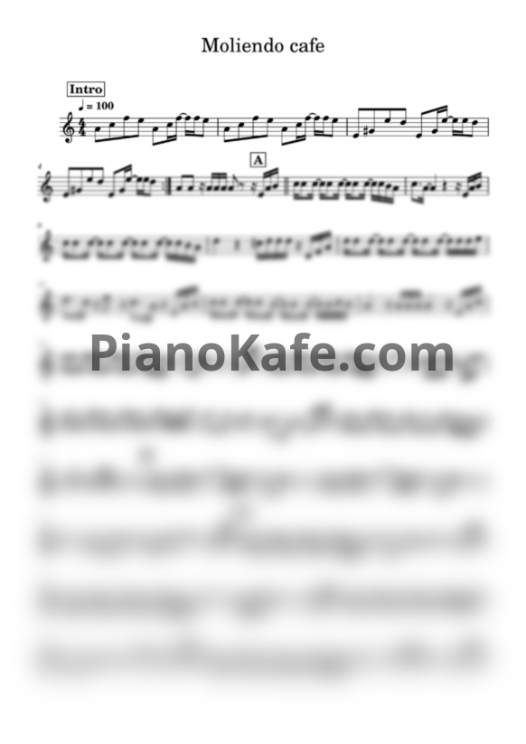 Ноты Martin Zarzar - Moliendo cafe (Переложение для трубы) - PianoKafe.com