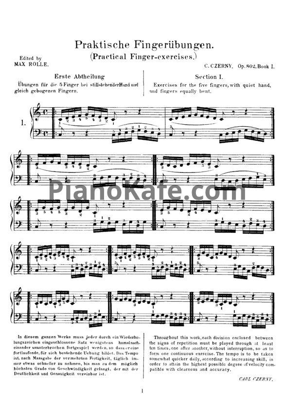 Ноты Карл Черни - Упражнения (Op. 802) - PianoKafe.com