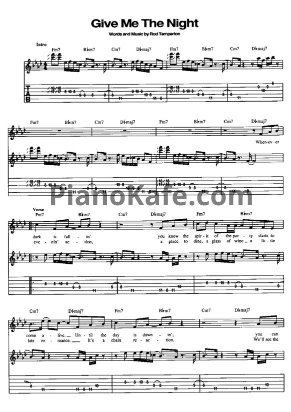 Ноты George Benson - Give me the night - PianoKafe.com