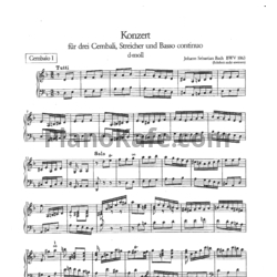 Ноты И. Бах - Концерт для трёх клавесинов с оркестром (BWV 1063) ре минор - предпросмотр
